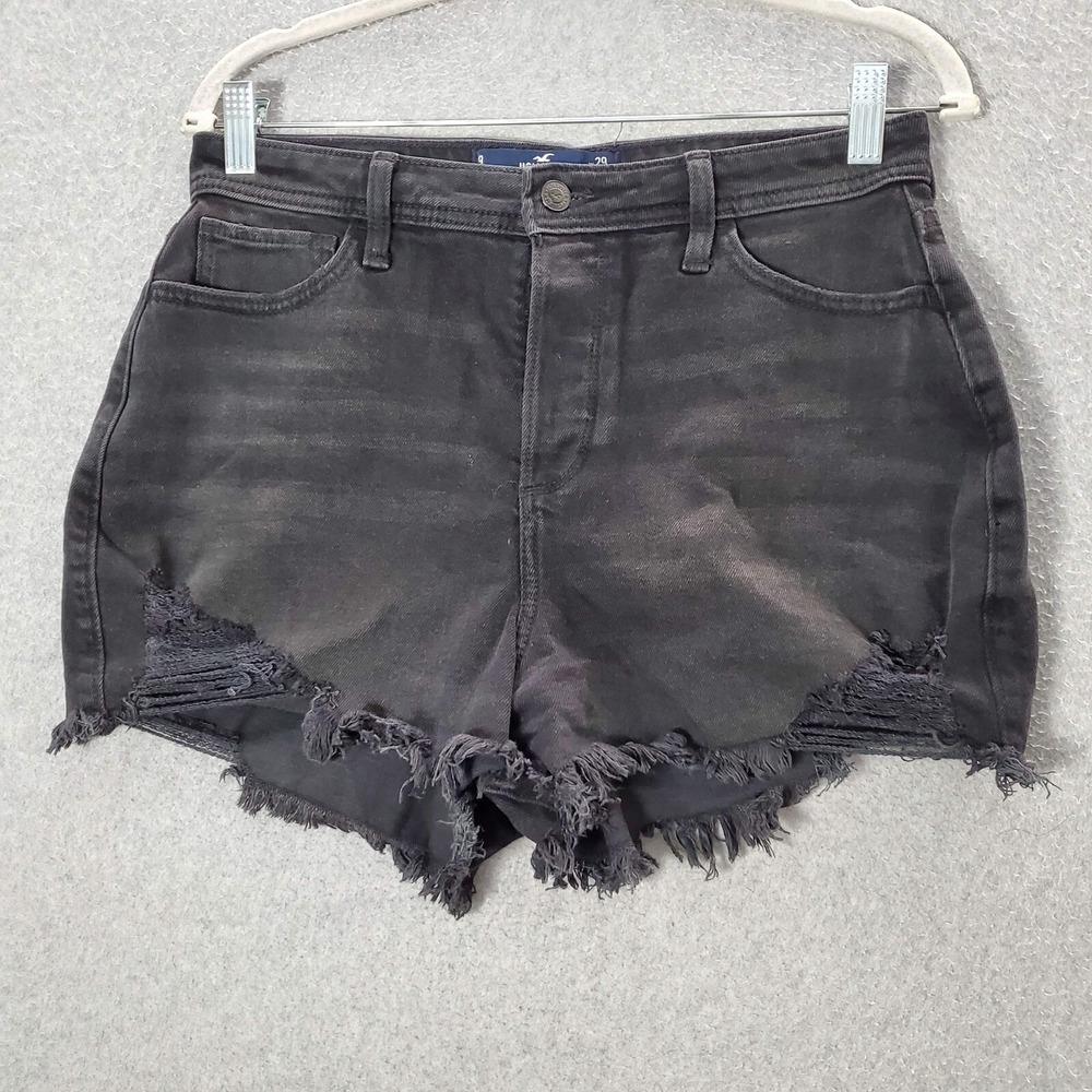 Hollister Junior Shorts 9 Gray Curvy Ultra High Rise Mom Cut Off Button Fly